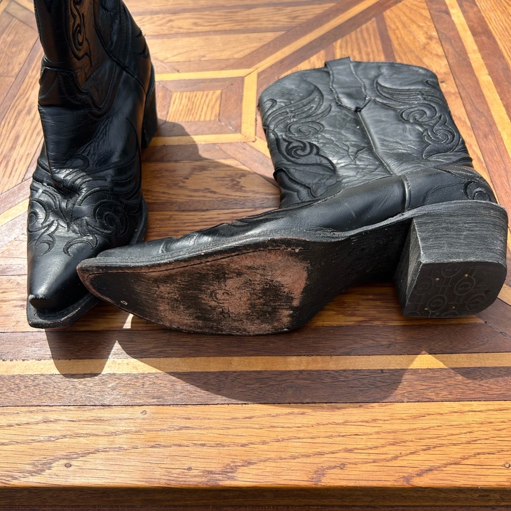 Black Leather Circle G Western Boots size 9 - Picture 3 of 3
